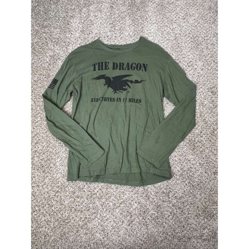 Deals Gap The Dragon 318 Curves In 11 Miles Long Sleeve Graphic Tee Green Mens
